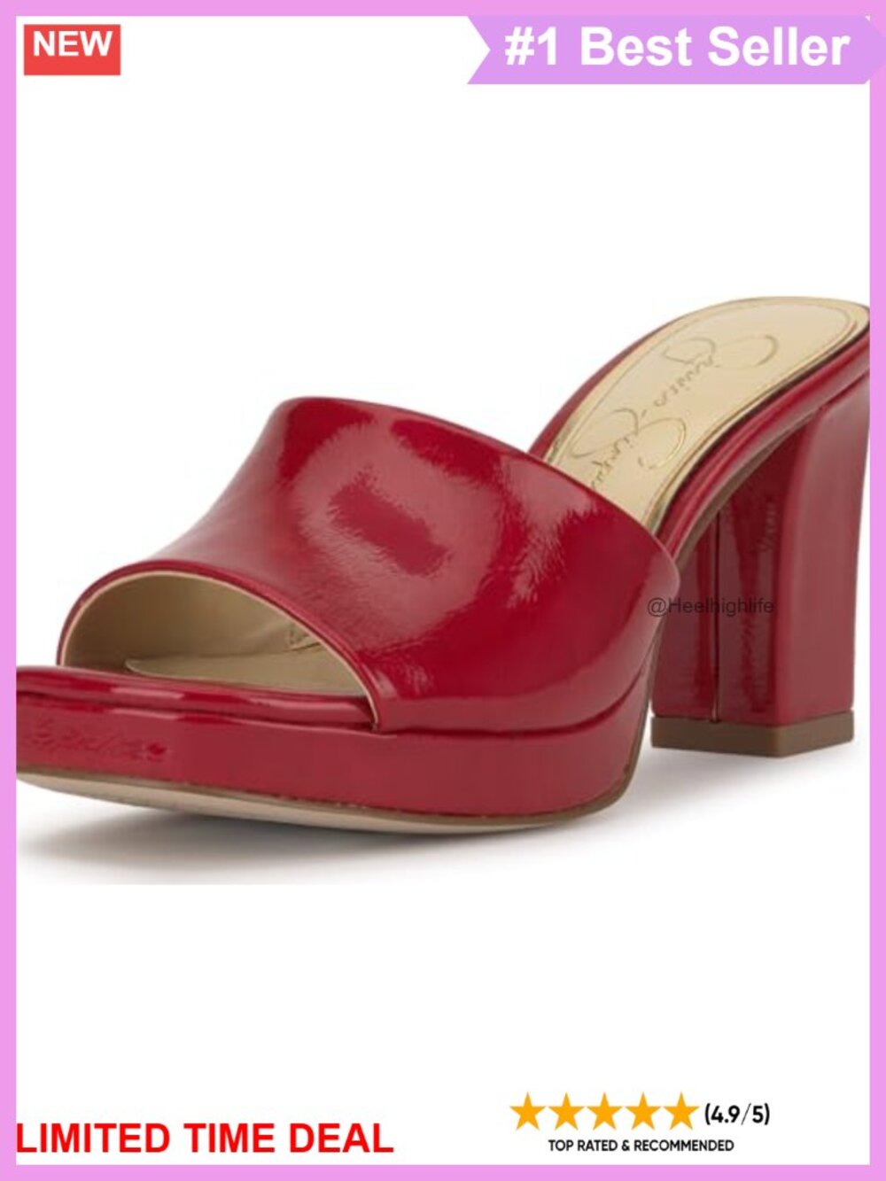Jessica Simpson Elyzza Mule Platform Sandal Peep Toe Block Heel Slip On 3.5"